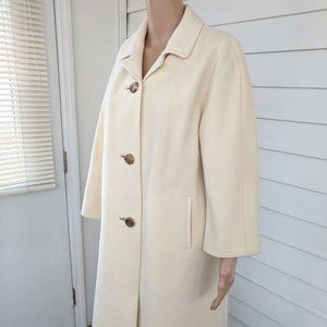 Ivory Wool Coat Vintage 60s 70s M Vintage AS IS moth bites discoloration
